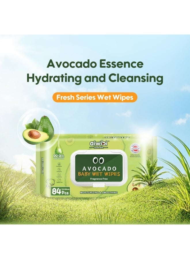 aiwibi 100% Skin-friendly Baby Wet Wipes 84 Sheets- Pack of 3 (252 Pcs)-Avocado - Image 2